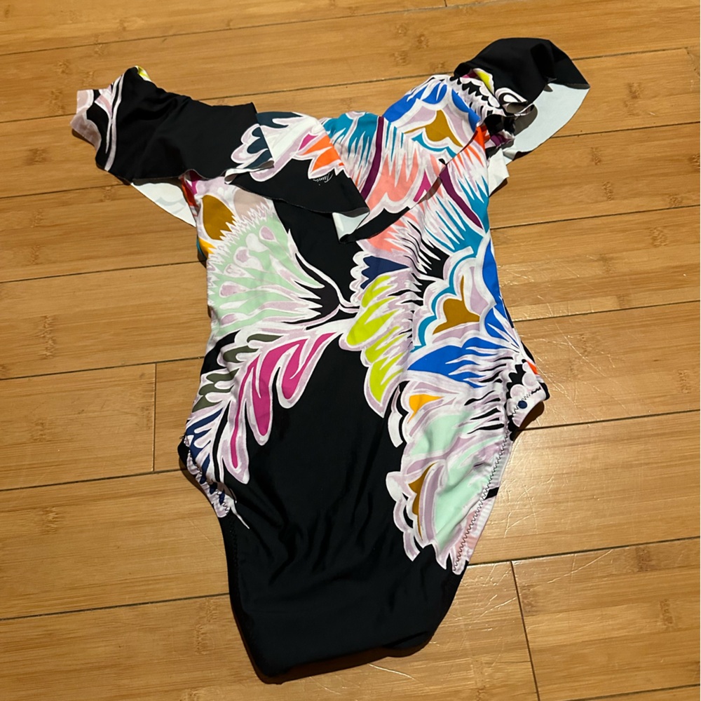 Trina Turk Off the Shoulder Ruffle Bathing Suit